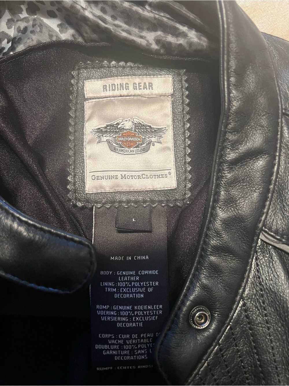 Harley-Davidson Black Studded 'G9' Leather Bomber Jacket - Picture 3 of 3